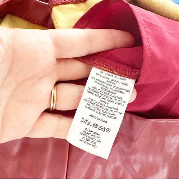 Mare Mare x Anthropologie Greer Faux Leather Mini Dress Cherry Red Size S Small - Picture 7 of 8